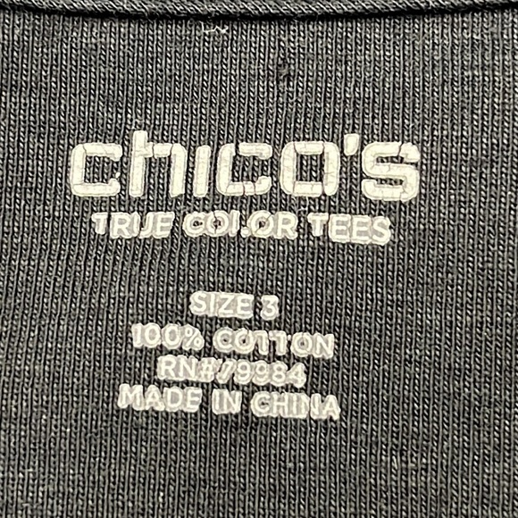 CHICO'S Set of 2 V-Neck 3/4 SLV Cotton Black and Bright Blue Pullover Tops SZ XL - Picture 3 of 16